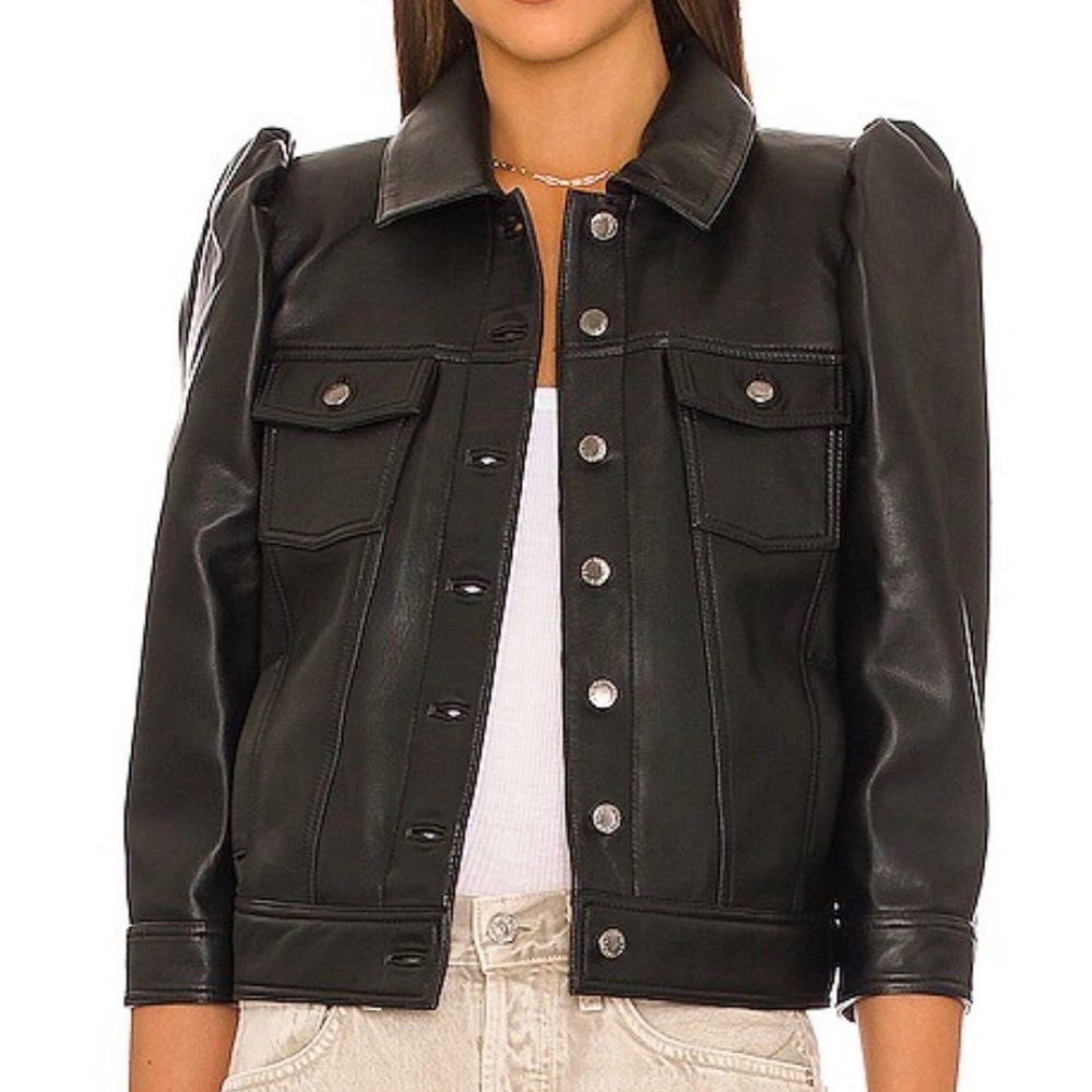 Retrofete black puff sleeve jacket